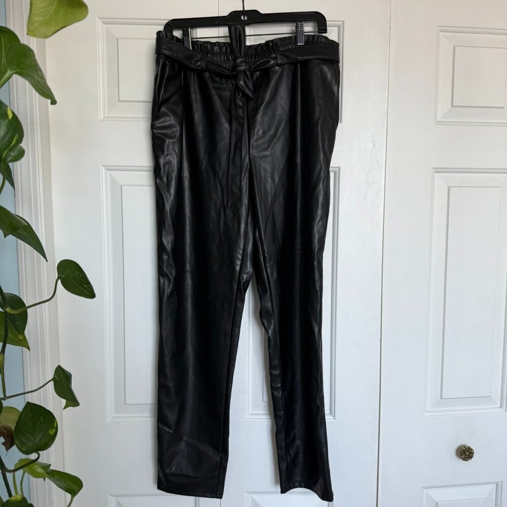 MEXX Black Vegan Leather Paperbag Pants – Size L – NWOT